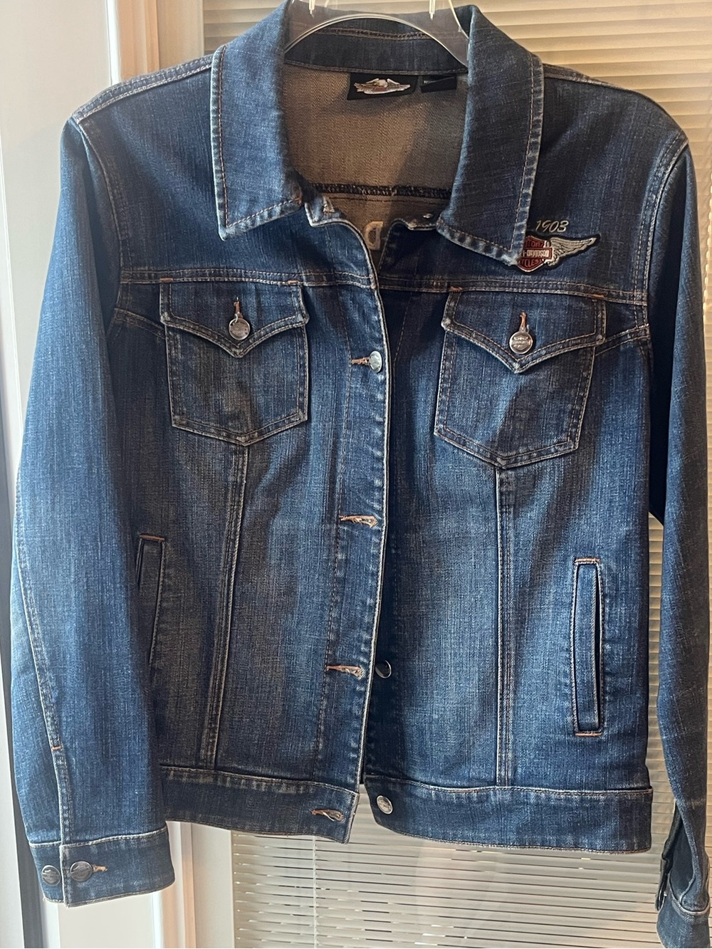 Harley-Davidson Dark Blue Denim Jacket with Embroidered Patch